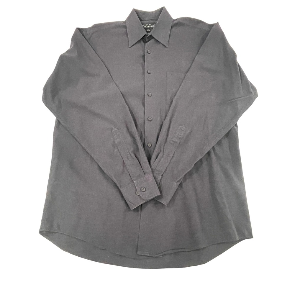 00115 - Perry Ellis Portfolio Men's Dress Shirt 15.5 34/35‎ Navy Check